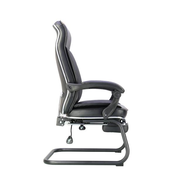 Black Multi-Functional Leather Office Chair With Bow-Shaped Design Customizable
