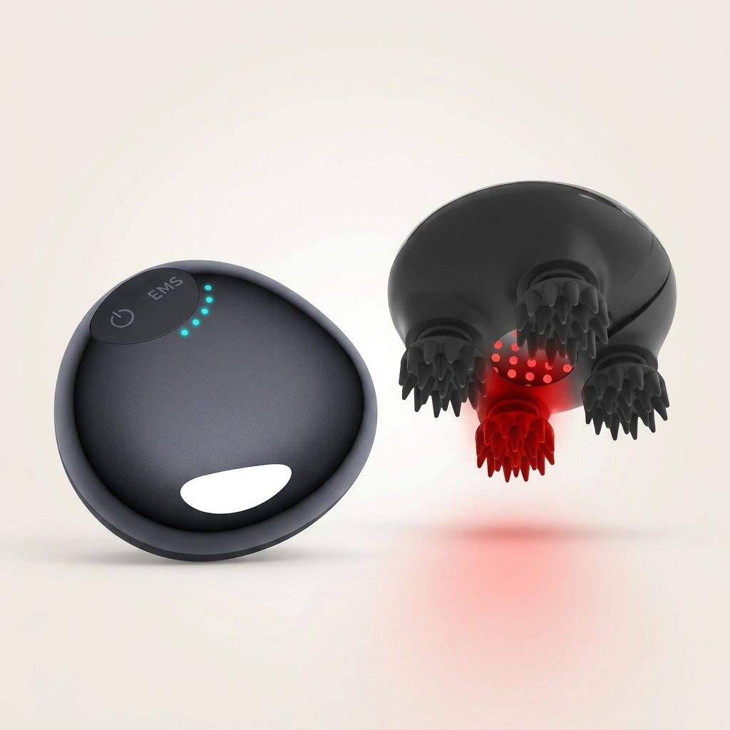 EMS Electric Head Massager Waterproof Scalp Massage Device with Red Light