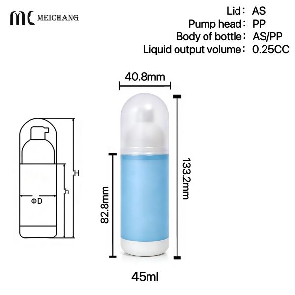 45ml Thick-Wall AS Airless Pump Bottle with Leak-Proof Packaging for Medical Aesthetic Serums（MC-261）