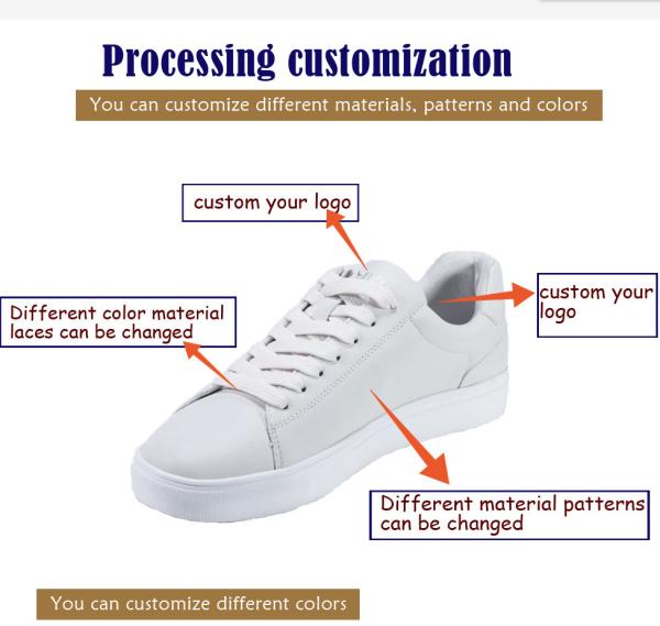 White Perforated Toe Cap Mens Leather Casual Shoes Rubber Soles For Tennis