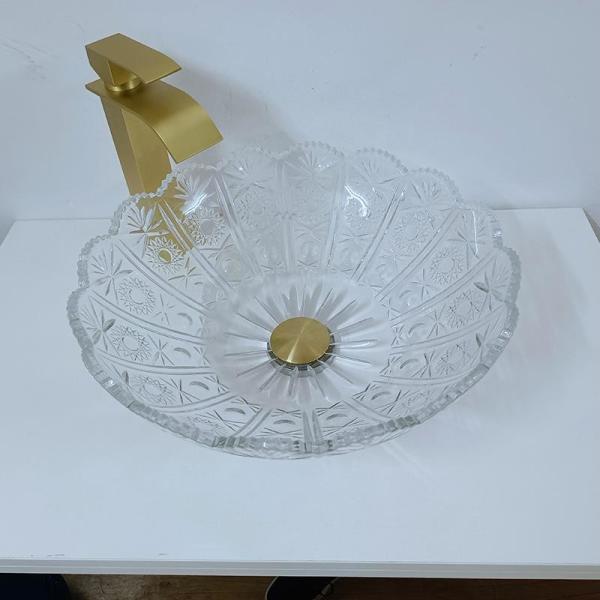 Antique Glass Wash Basin Bowl Round Counter Top Italian Design Artistic