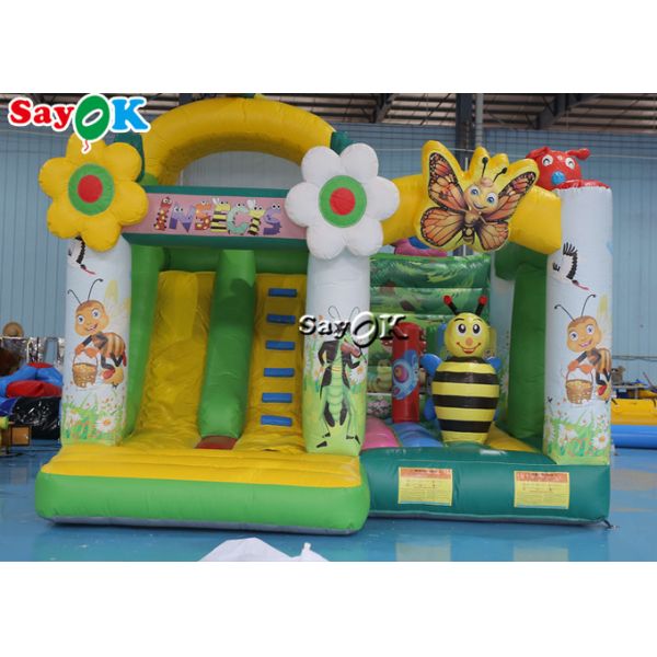 Insect Print Themed Inflatable Bounce Trampoline House With Slide