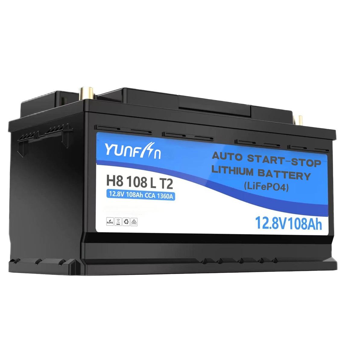 H8 12V 108AH LiFePo4 Автомобильный аккумулятор 3000 циклов CCA 1360A