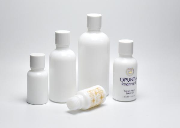 Recyclable Porcelain Glass Bottles With Screw Bottle Cap, Opal Glass Packaging For Pharmacy Products And Essential Oil