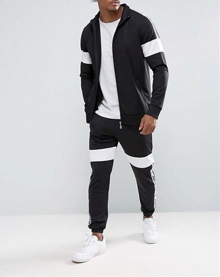 Contract Colors Mens Slim Fit Tracksuits , Custom Sports Sweat Suits Autumn