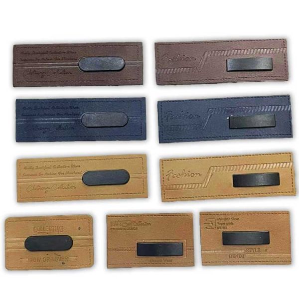 Black Sliver Clothes PU Leather Label Custom Jeans Metal Logos Sewing Label Patches for Handbag Garment Metal Labels Free Sample