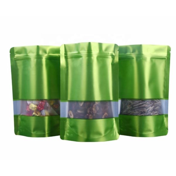 Assorted Color Resealable Food Bag Matte Stand Up Plastic Bag Odor Resistant With Clear Window