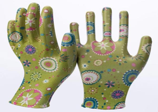 Durable Nylon Yarn Fully Coated Nitrile Gloves , Breathable Nitrile Gloves