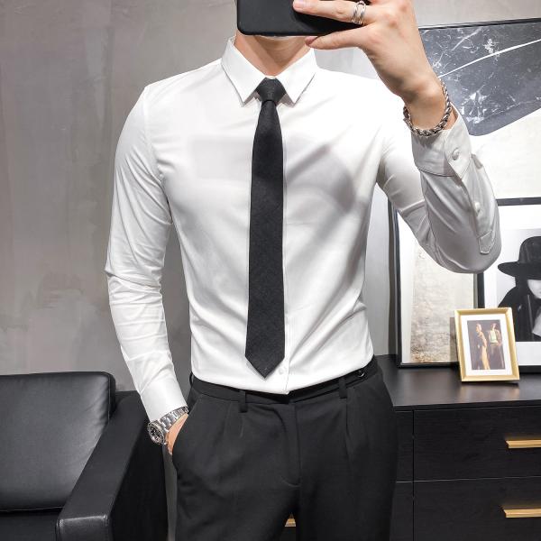Knitted Long Sleeve Slim Fit Shirts For Men Popular Choice for Adults