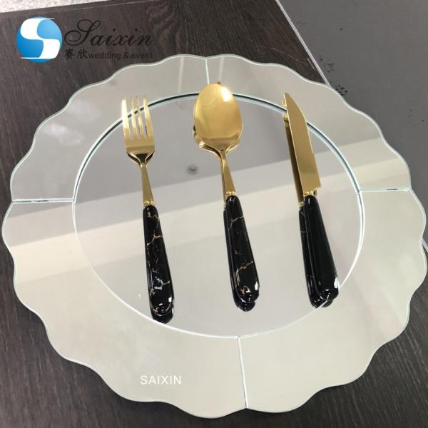 Одноразовые стеклянные прозрачные зарядные пластинки с золотым ободом