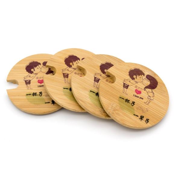 Couvercle de tasse en bois de couleur naturelle couvercle de tasse en verre