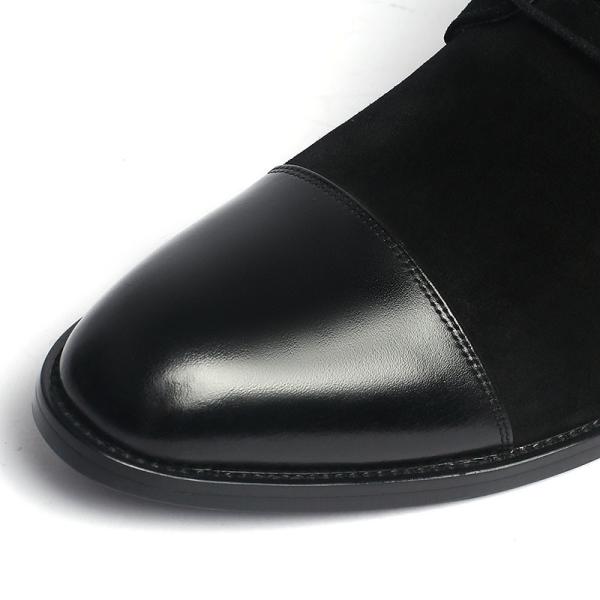 Elegant Perforation Black Mens Leather Dress Boots