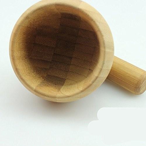 Eco Friendly Bamboo Wooden Bowl And Crusher Non - Flammable Delicate Appearance