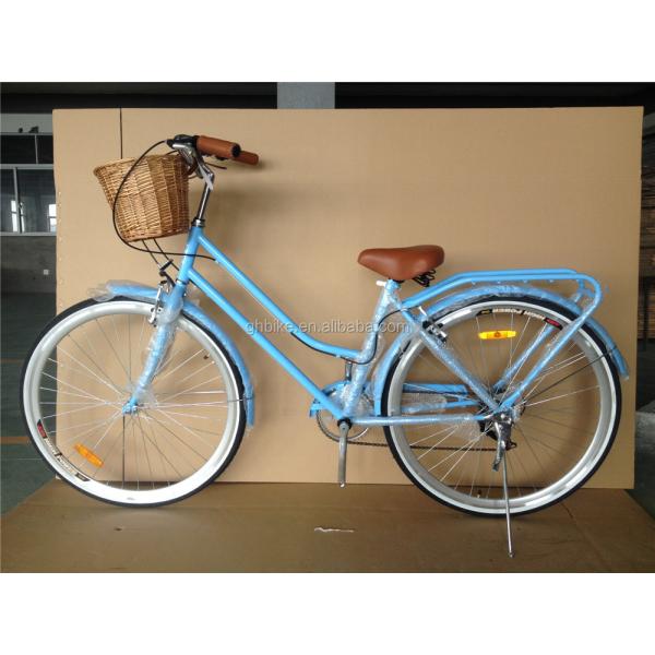 Vintage Lady Bike with Basket Red Color Low Step Through Hybrid 5 Speed Comfort Cruiser