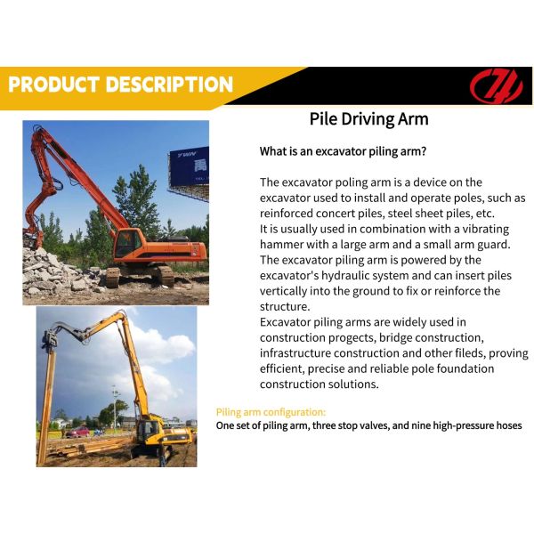 High Strength Excavator Hydraulic 18M Piling Boom and Arm for Sany 650 Doosan 520 for Foundation Construction