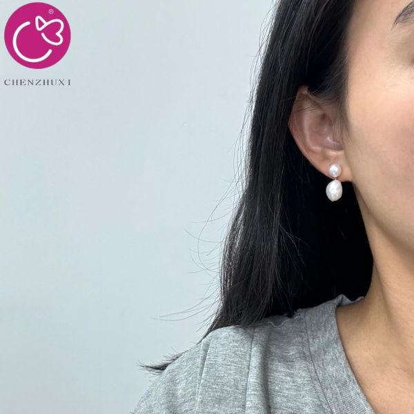 Hot Selling Plating Cute Bold Pearl Drop Earrings Vintage Baroque Pearl Beads Stud Earring