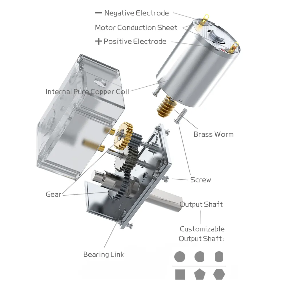 FT-46SGM370 High Torque Silent Operation Customizable Speed Worm Gear Motor for Smart Cat Litter Box