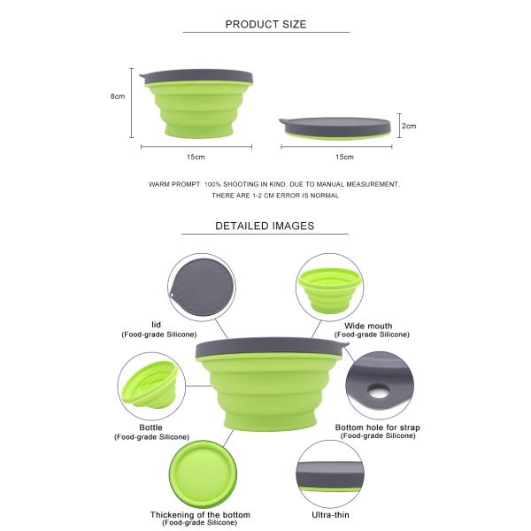 Облегченный складной складный шар силикона 750ML с крышкой