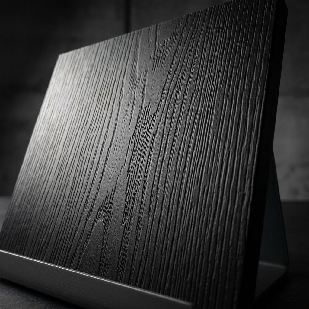 Deep Black Wood Grain Melamine MDF Board High Definition Texture Color Stable