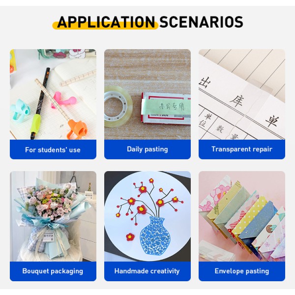 Custom Tearable BOPP Stationery Tape For School Homework Office Notes Mounting