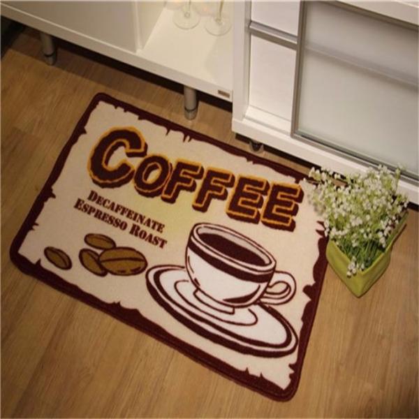 Flat Indoor Door Mats Coffee Shop Logo Nylon Material Oriental Design
