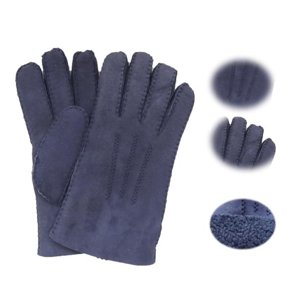 Spanish Merino Sheepskin Double Face Leather Winter Gloves Hand Sewn Men Gloves