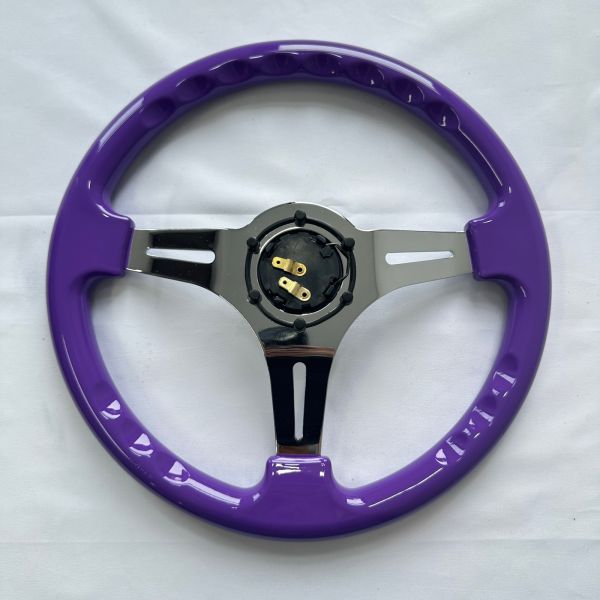 DELUXON 350mm Universal Racing Steering Wheels 3 Spoke Black Red Purple ABS Chrome