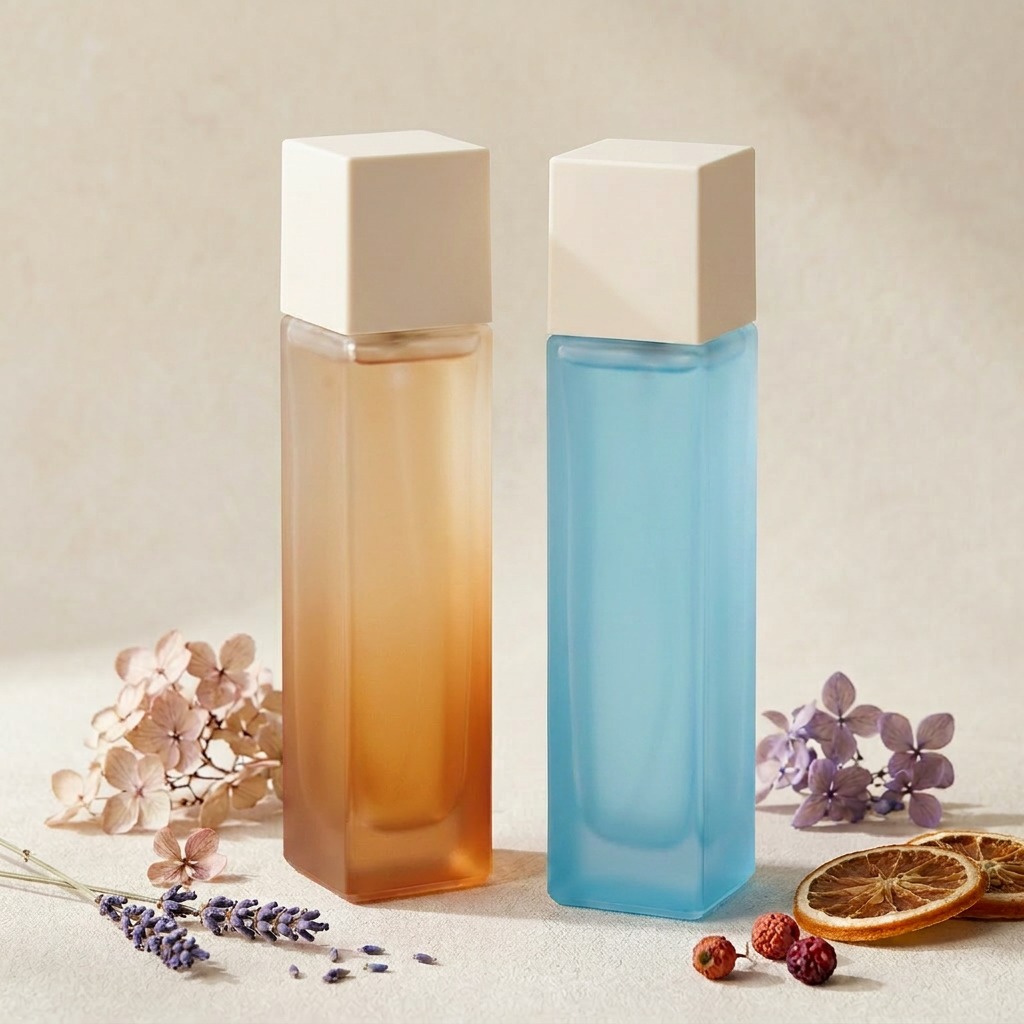 100ml Glass Perfume Bottles Frosted Gradient Rectangle Spray Wholesale Custom