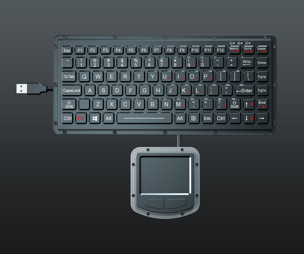 IP65 Силиконовая резина Военная клавиатура PS2 USB с 400DPI сенсорной панелью