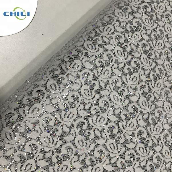 Good Quality Mesh Glitter pu  shoe Leather