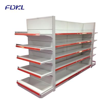 Modular Supermarket Metal Shelves With Round Hole Pegboard Panel / Plain Panel