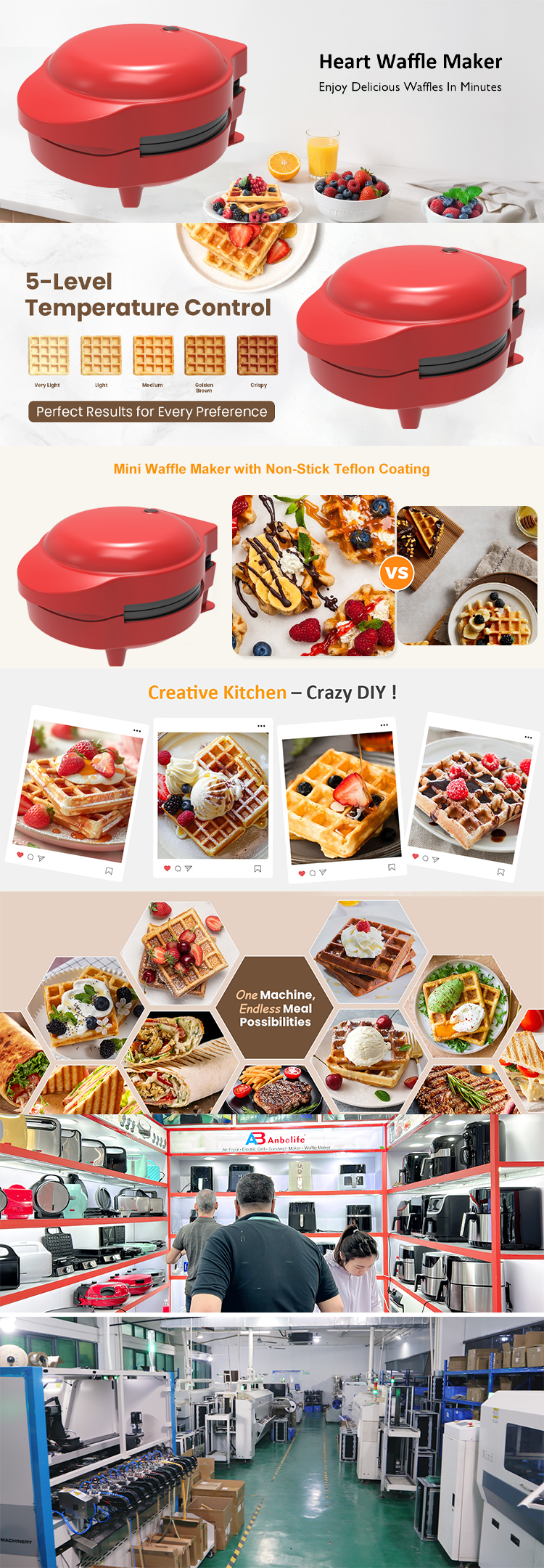 Mini Detachable Snack Maker 4 Plates Pancake Waffle Grill Non Stick Home