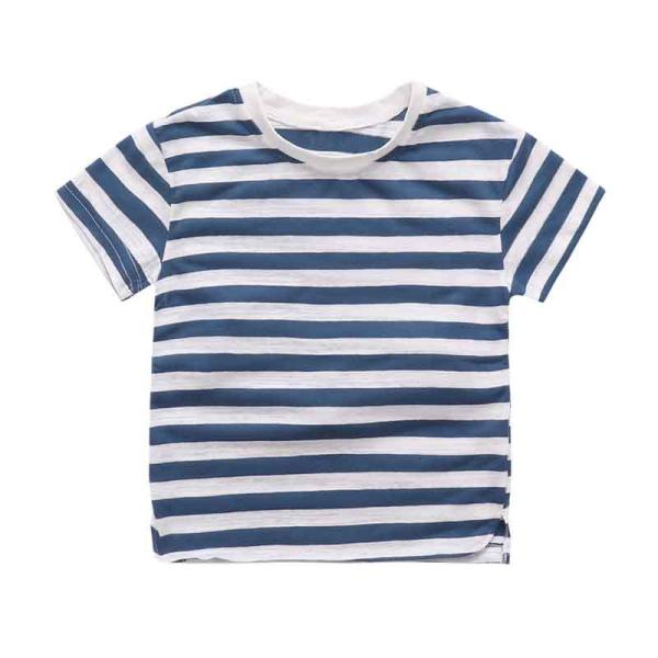 Striped 3 To 10 Years Kids Short Sleeve Shirt , Anti Shrink Kids Cotton T Shirts