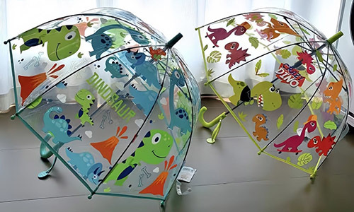 Apollo Children's Transparent Rain Umbrella / Dome Shaped Umbrella With Colorful Prints