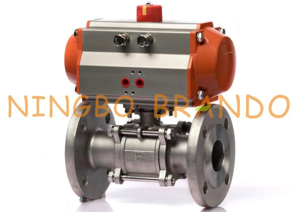 Pneumatic Actuator 3 Piece Flanged Ball Valve 1'' DN25 Stainless Steel