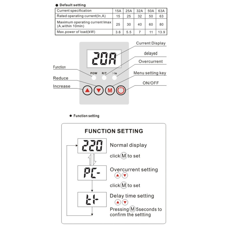 Din Rail Digital Electric Protection 63A 40A Adjustable Automatic Voltage Regulator Single Phase AC Current Made Copper PC