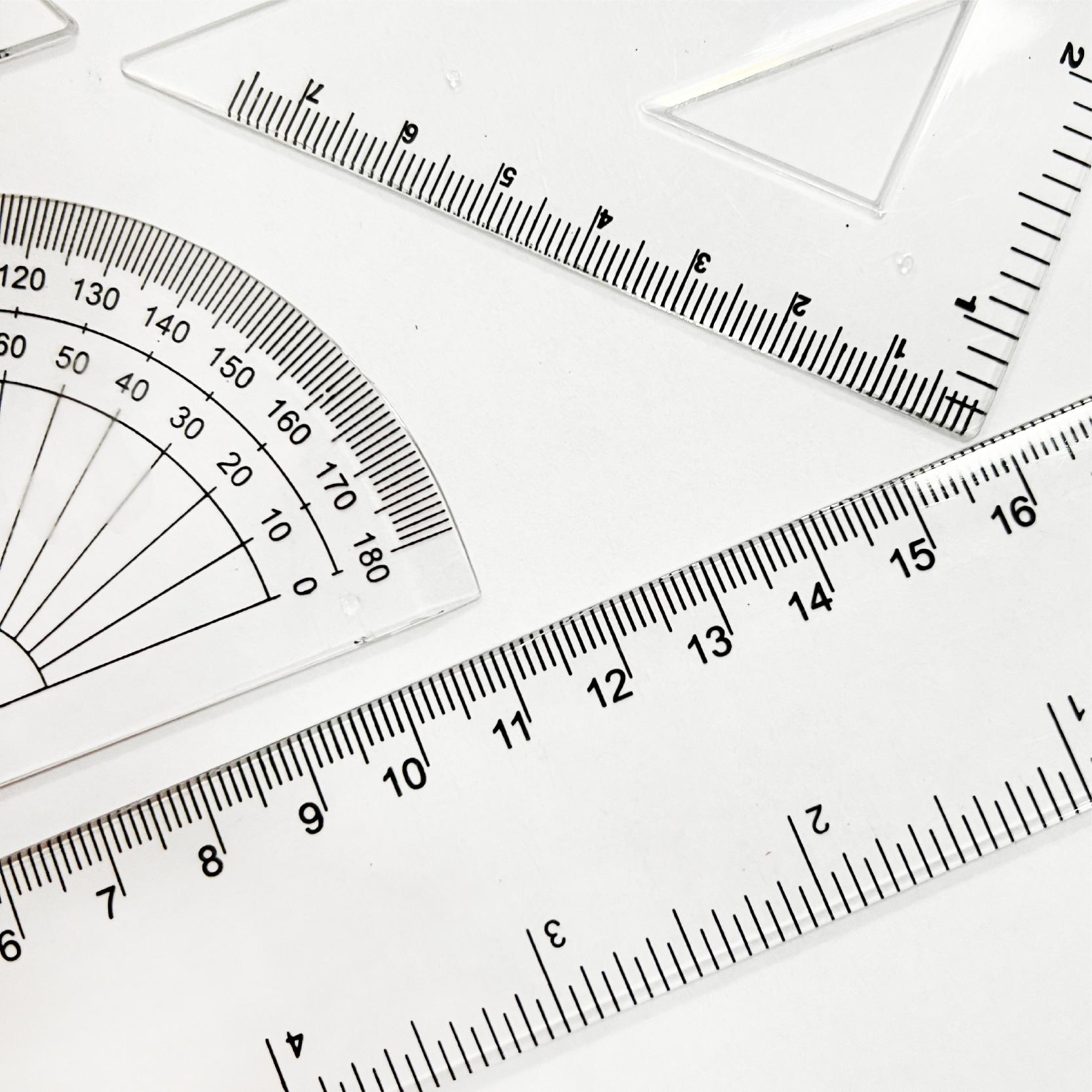 Wholesale High Quality 4PCS  Stationery Geometry Math Tool  Plastic Muti Size Ruler Set