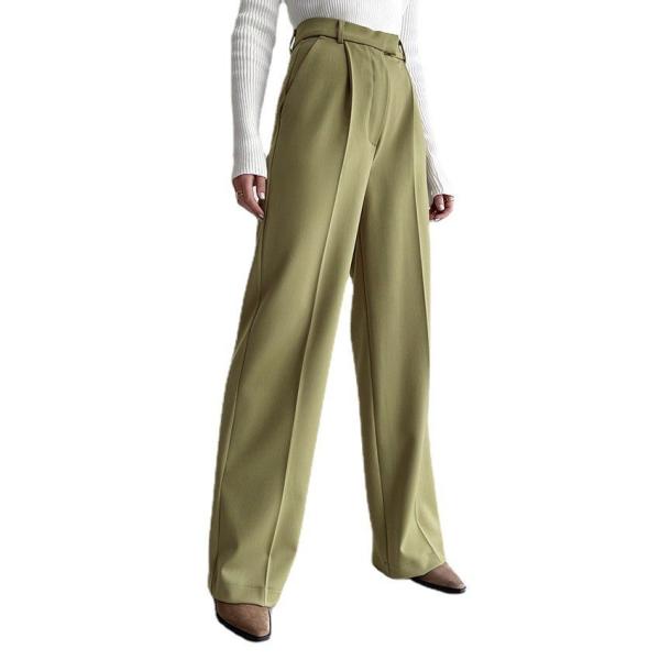                  2023 Pants for Ladies Custom Oversize Square Pants Silk Straight Wide Leg Women Trousers Floor-Length Office             