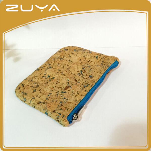 12.5x9x1CM TNT Zippered Coin Purse Women Cork Wood Material SGS