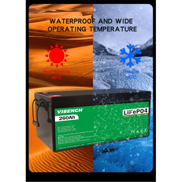 Солнечная энергия 12В 260Ач Перезаряжаемая литий-железо-фосфатная батарея Lifepo4 батареи 12.8В 260Ач Литий-батарея