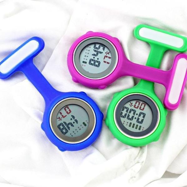 Silicone Strap Brooch Watches For Nurses Dustproof Eco Friendly Portable