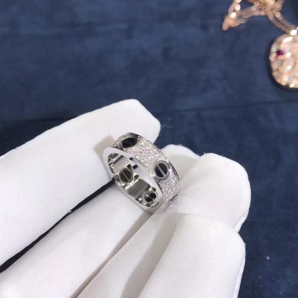 Factory Custom Fine Jewelry 18k White Gold Natural Vs Diamond Jewelry Car Tier LOVE Ring, Diamond-Paved, Ceramic