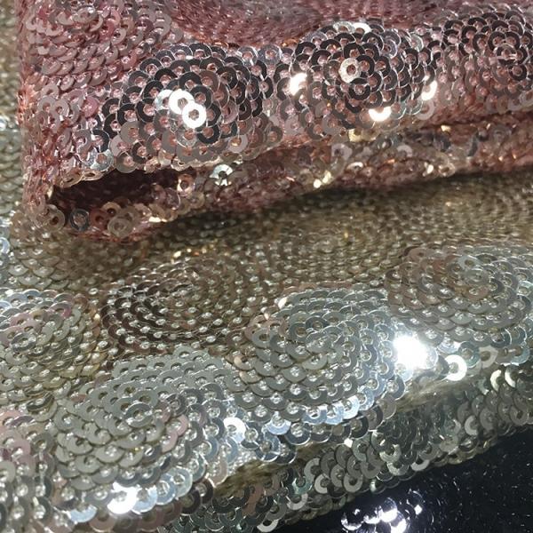 Bulk Flocked Glitter Sequin Fabric Lightweight Breathable Knitted Hot Foil Stamping