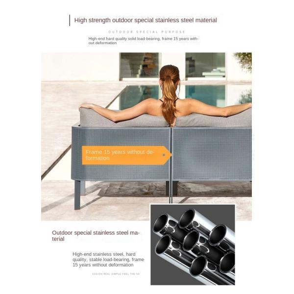 High End Stainless Steel Frame Modern Outdoor Garden Furniture Sofa Lounge Chair Set