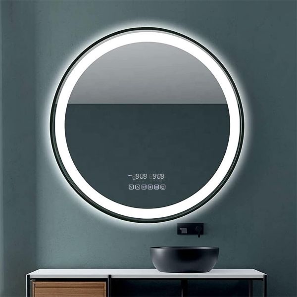 Aluminium Framed LED Round Bathroom Mirror With Smart Touch Screen