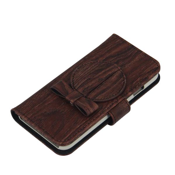Manufacturer Special Bow Wood cover for Apple Iphone 7 leather case with Makeup mirror