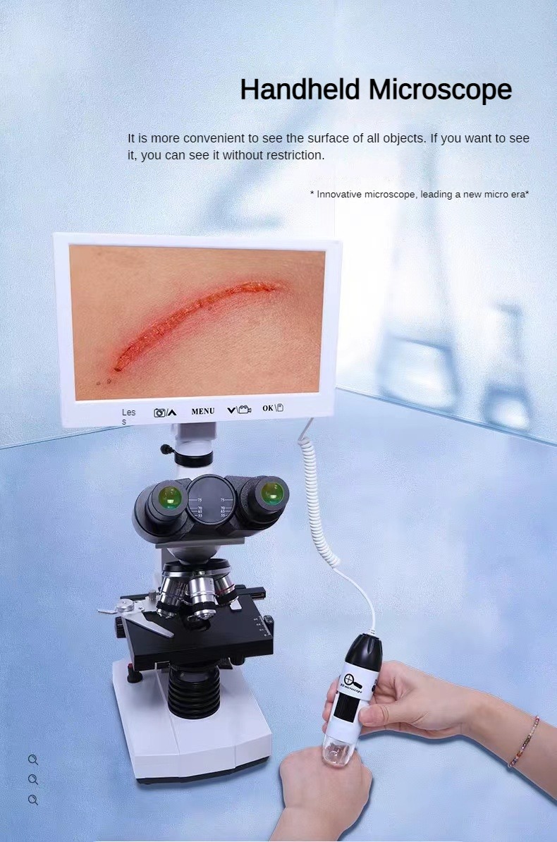9-inch LCD HD Display Screen Digital Video Three Eye Microscope with Handheld Zoom Microscope