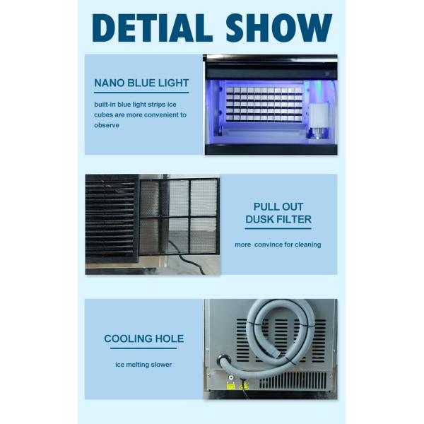 40kg/24Hrs Ice Cube Maker Machine Self-Inspection Small Ice Machine For Home Bar