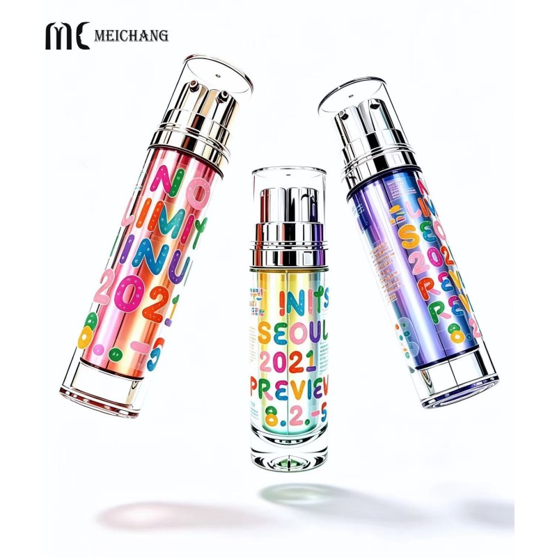 12.5+12.5ml / 15+15ml / 25+25ml Dual Wall Dual Chamber Double Pump Serum Bottle 0.25ml Fixed Dosage for Day & Night Skincare Packaging (Retinol & Vitamin C)（MC-1605）