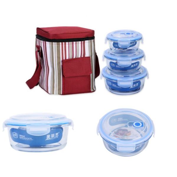 Боросиликат отжал стеклянные коробки для завтрака с запирать крышки